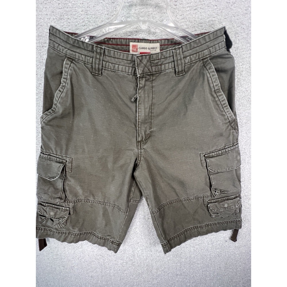 Cargo Supply Cargo Shorts Mens 30 Olive Multi Pocket Tactical Y2K EUC